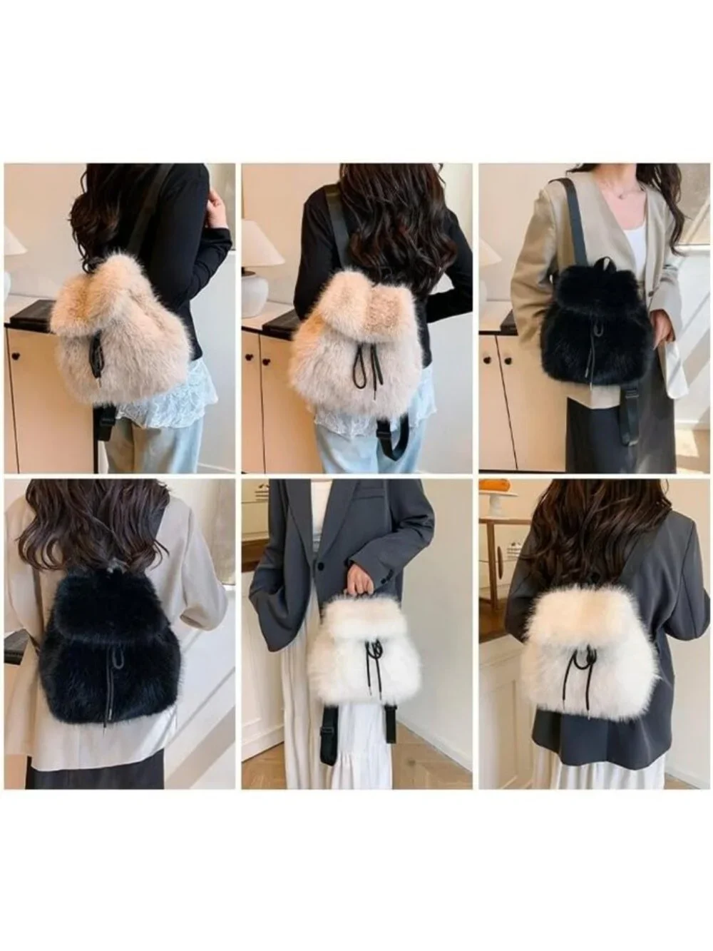 Slouchy Faux Fur Leopard Mini Backpack | Women's Winter Fashion Bag, Fuzzy Style